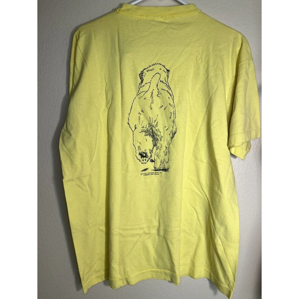 Vtg Fruit Of The Loom Mens Sz XL Yellow T-shirt Lyco 90S Single Stitch Come & Go